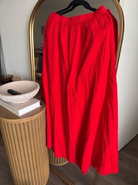 a new day Bright Red Elastic-Waist Maxi Skirt